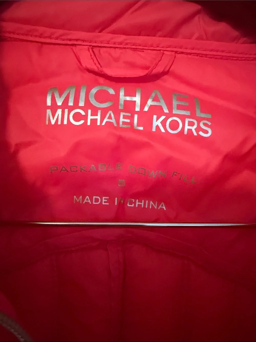 Michael Kors Red Quilted Puffer Jacket with Zip Pockets